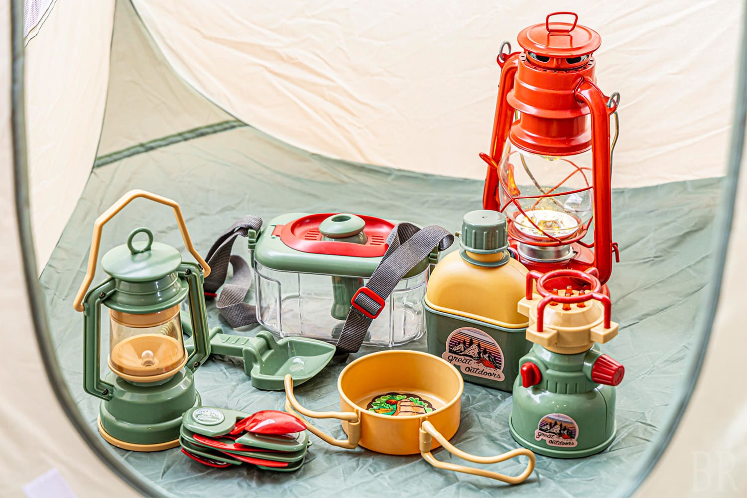 Games and pretend camping with rental equipment